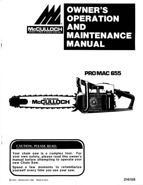 Mcculloch Mac 10-10 Chainsaw Manual